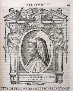 Retrato de Filippo Brunelleschi (1377-1446) de Vasaris Lives of the Artists, publicado pela primeira vez em 1550 de Italian School