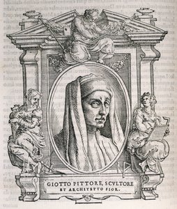 Retrato de Giotto di Bondone (c.1267-1337) de Vasaris Lives of the Artists, publicado pela primeira vez em 1550 de Italian School