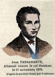 Retrato de Giovanni Passannante (1849-1910) que realizou o ataque ao rei italiano Umberto I (Humbert I) em Nápoles, em 1878, após o retrato elaborado por Cesare Lombroso (1835-1909). Este evento inspirou o poeta Giovanni Pascoli (1855-1912) em um de Italian School