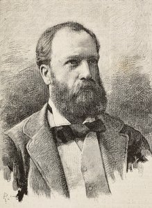 Retrato de Karl Hillebrand (1829-1884), historiador alemão, gravura de Riera a partir de fotografia de Schemboche, de L