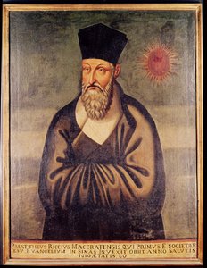 Retrato de Matteo Ricci (1552-1610) missionário italiano, fundador da missão jesuíta na China (painel) de Italian School