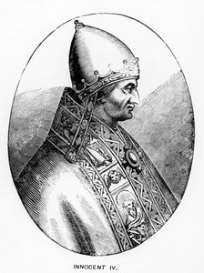 Retrato do Papa Inocêncio IV (d.1254) ilustração da ciência e literatura na idade média e Renascença, escrita e gravada por Paul Lacroix, 1878 de Italian School