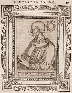 Retrato do Papa Simplicius, c.1760 (gravura) de Italian School