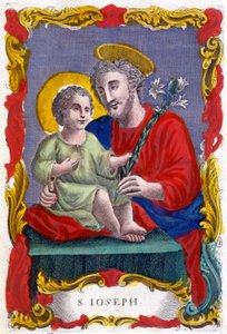Retrato de São José e do Menino Jesus, imagem piedosa, Itália de Italian School