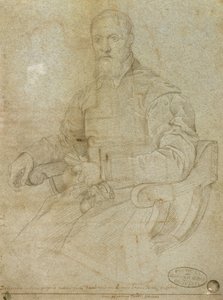 Retrato de Ticiano (Tiziano Vecellio) (c.1485-1576) Escola Romana (carvão sobre papel) de Italian School