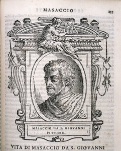 Retrato de Tomaso Masaccio (1401-28) de Vasaris Lives of the Artists, publicado pela primeira vez em 1550 de Italian School