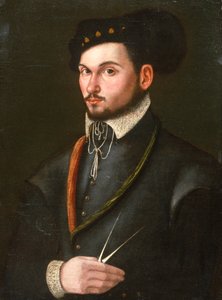 Retrato de um Navegador com seus divisores para picar um curso, c.1560 de Italian School