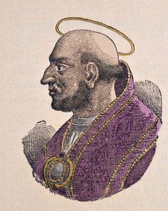 Retrato do Papa Martino Ier (Martinus I ou Martino) (649-655) de Italian School