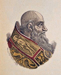 Retrato do Papa Paulo III (Paolo, Paulus ou Alessandro Farnese) (1534-1549), 1898 (gravura com posterior coloração) de Italian School