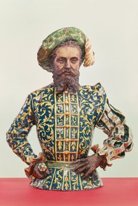 Possivelmente um retrato de Giovanni Da Verrazzano (1485-1528) (cerâmica vidrada e não vidrada) de Italian School