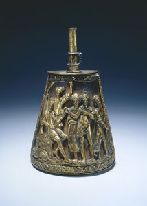Balão de pó, c.1590 (latão dourado sobre madeira coberta com tecido) de Italian School