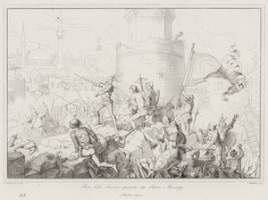 Tomada de Smyrna, operada por Pietro Mocenigo de Italian School
