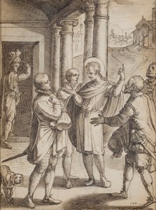 Cenas Religiosas (caneta e tinta sobre papel) de Italian School