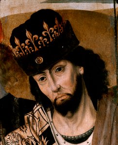 Representação de Roberto I de Anjou (1278-1343) rei da Sicília e líder do Detalhe do Partido Guelfo. Pintura da escola napolitana. Final do século XV. Nápoles, Museu Nacional de Capodimonte de Italian School