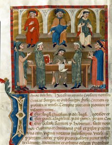 Representação de uma Página do Notário da Matricola del Consorzio dei Notai di Perugia (ms. 972) (Registro da Ordem dos Notários) 1343-1354 Perugia, Biblioteca Comunale Augusta de Italian School