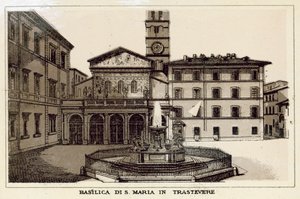 Roma: Basílica de S. Maria In Trastevere (litho) de Italian School