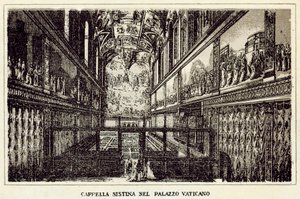 Roma: Capela Sistina no Palácio do Vaticano (litho) de Italian School