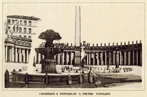 Roma: Colunata e fonte do Vaticano de São Pedro (litho) de Italian School