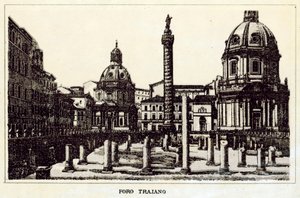 Roma: Fórum de Trajano (litho) de Italian School