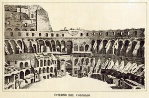 Roma: Dentro do Coliseu (litho) de Italian School