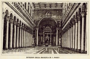 Roma: Interior da Basílica de São Paulo (Litho) de Italian School