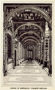 Roma: Loggie Di Raffaello, Palácio do Vaticano (litho) de Italian School