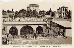 Roma: Palácio dos Césares, Casa Paternal de Tibério (litho) de Italian School