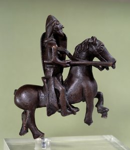 Arte românica: Estatueta de cavaleiro de bronze com armadura. Escultura em bronze da escola italiana. Século XI ou XII. Paris, Museu do Louvre. de Italian School