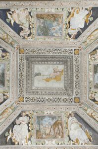 Sala de Juno: Juno em uma carruagem puxada por dois pavões observando seus maridos trair de Italian School