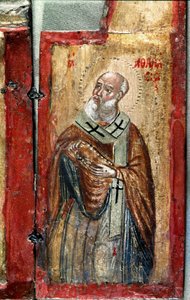 Saint Anasthasis Detail. Tríptico de um artista grego. Pintura em madeira. Veneza do século XVI, Museo Correr. de Italian School