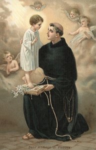 Santo António de Pádua (litografia a cores) de Italian School