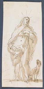 Santa Margarida de Cortona, final do século XVII (caneta e tinta marrom e lavagem sobre giz preto) de Italian School