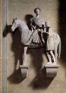 São Martinho um cavalo a partilhar o seu casaco com um mendigo. Escultura de Italian School