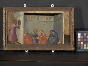 Cena de A Lenda de São Nicolau (tempera e ouro sobre madeira) de Italian School