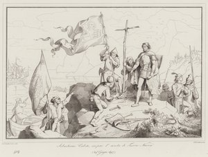 Sebastiano Caboto, descobre a ilha de Terra Nuova de Italian School