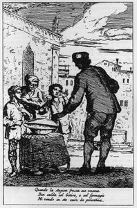 Vendedor da Polenta nas ruas de Veneza (Venezia) no século XVIII. de Italian School