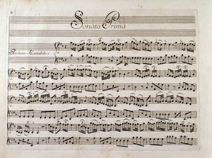 Página da partitura para “Sonata para violino e baixo continue” de Giuseppe Tartini de Italian School