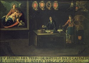 Sinal da Guilda dos Farmacêuticos de Veneza, 1729 (painel) de Italian School