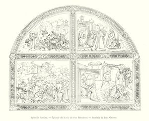 Spinello Aretino, Episódio de la vie de San Benedetto, Sacristie de San Miniato (gravura) de Italian School