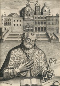 St. Peter na frente da Basílica de São Pedro das sete igrejas do primárias, pub. 1599 de Italian School