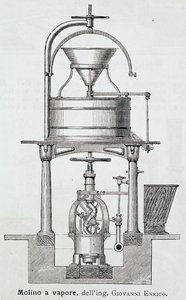 Moinho a vapor projetado por Giovanni Enrico (1851-1909), gravando Itália de Italian School