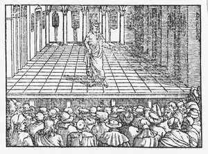 Terence stage, c.1563 (xilogravura) de Italian School