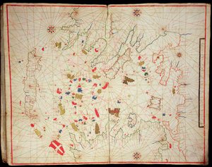 O Mar Egeu, de um atlas náutico, 1646 (tinta aveludada) (ver também 330940) de Italian School