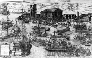 A chegada de Henri III da França no Lido de Veneza em 8 de julho de 1574, 1591 (gravura) de Italian School