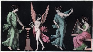 As Bacchae - as Bacchantes - gravura de "Usos e Costumes de Todos os Povos do Universo". Ou História do governo, leis, milícias, religião de todas as nações desde os tempos mais remotos até aos dias de hoje" 1856 de Italian School