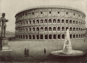 O Coliseu restaurado (litho) de Italian School