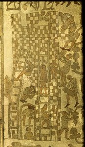 A construção da torre de Babel, 1166 (mosaico) de Italian School