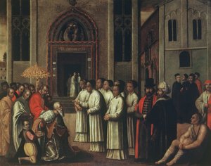 O Doge Ziani encontra o papa Alexandre III (1105-81) na Carita em 1172 de Italian School