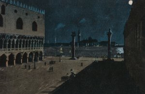 O Palácio Ducal (litografia a cores) de Italian School