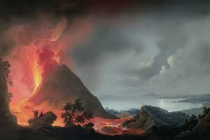 A erupção do Vesúvio em 1810 de Italian School